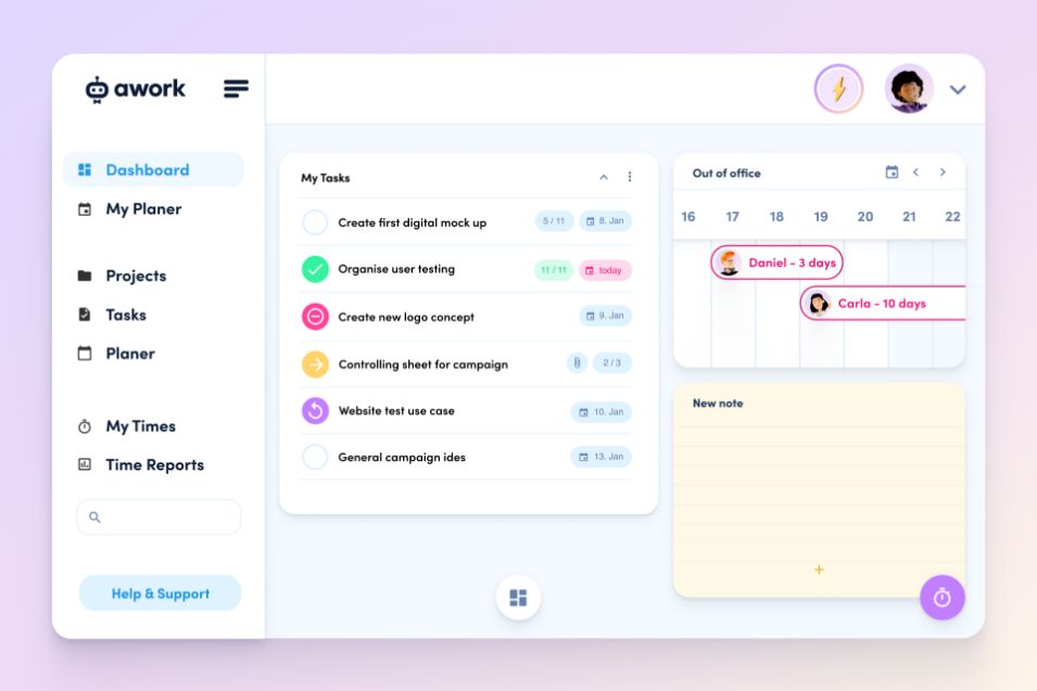 awork Screens vom Planner und die Auslastung von verschiedenen Mitarbeitenden
